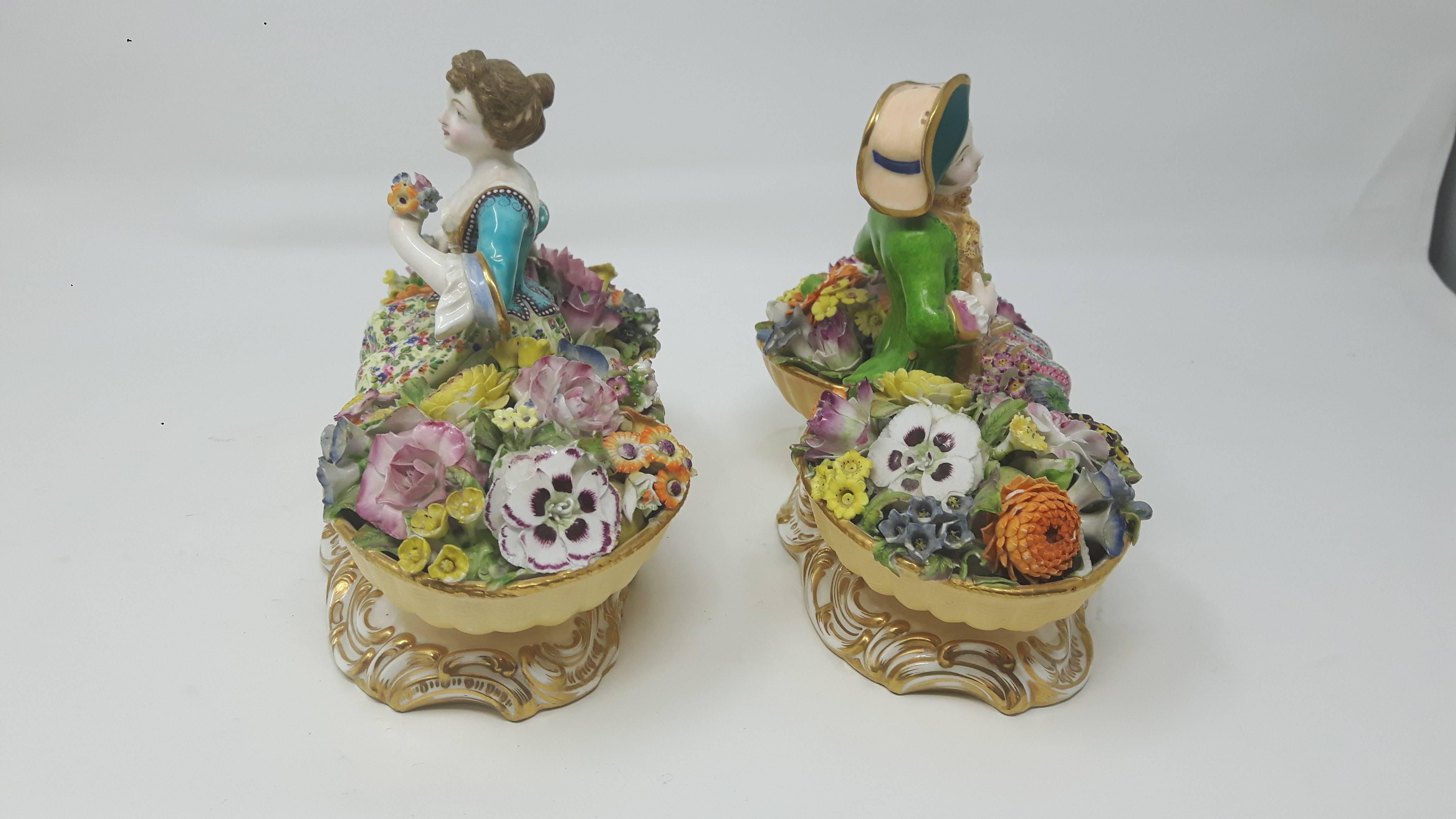 Paire de vendeurs de fleurs Minton Excellent état - En vente à London, GB