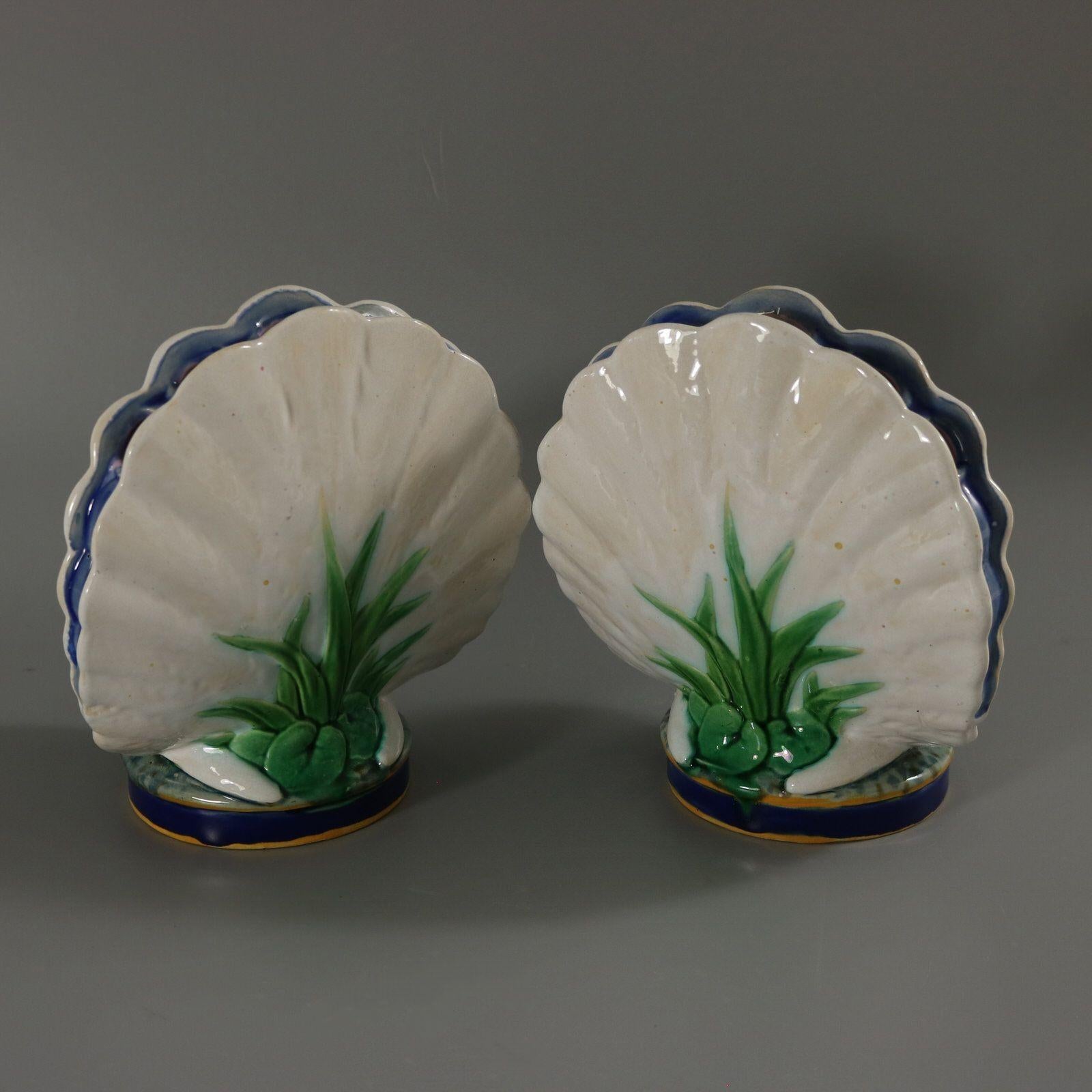 Victorian Pair of Minton Majolica Dove Flower Holders For Sale