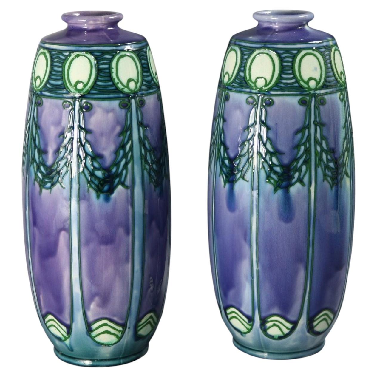 Pair of Minton Secessionist Purple No.1 Vases