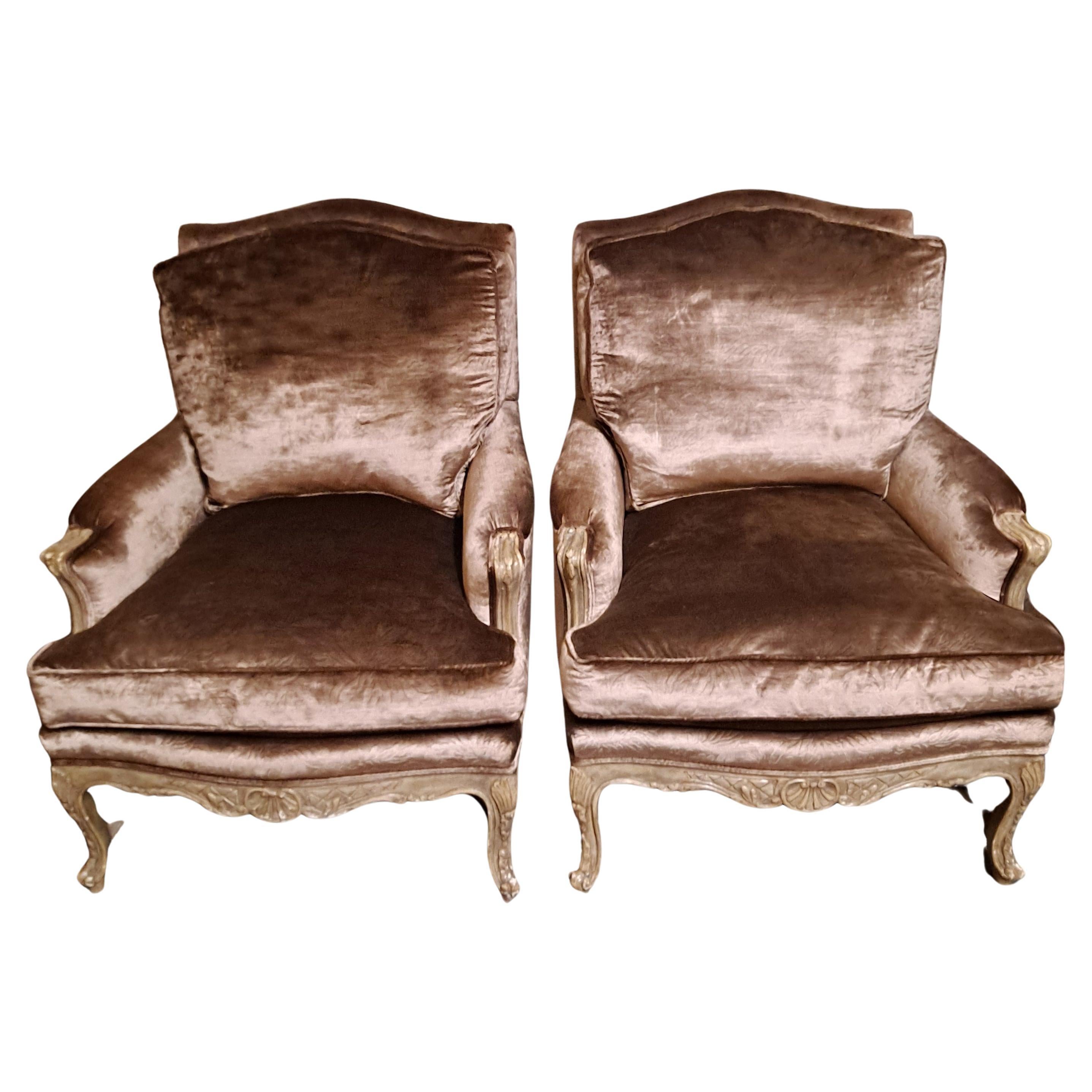 Pair of Minton-Spidell Velvet Armchairs For Sale