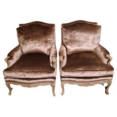 Antique Pair of Minton-Spidell Velvet Armchairs