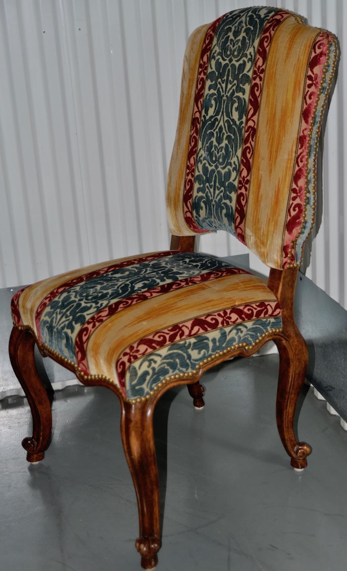 Modern Pair of Minton Spidell Carved & Upholstered Side Chairs