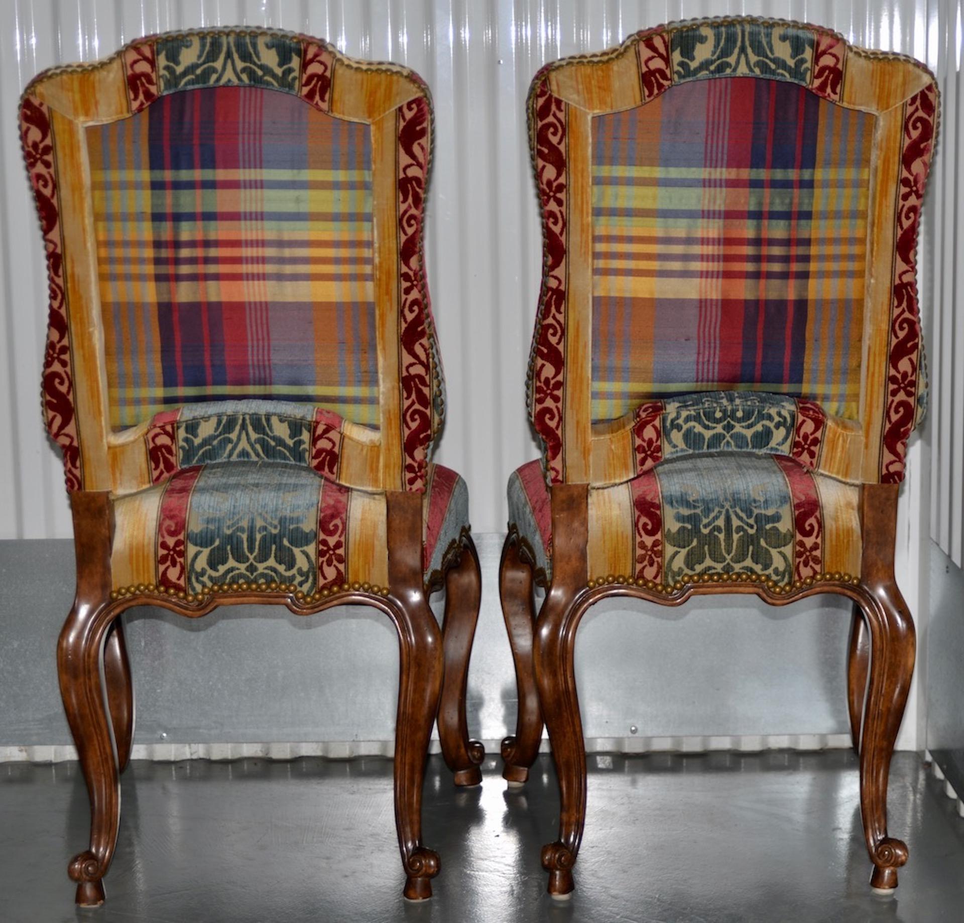 American Pair of Minton Spidell Carved & Upholstered Side Chairs