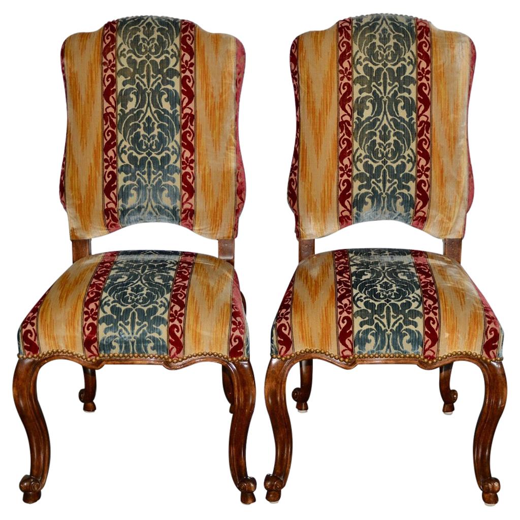 Pair of Minton Spidell Carved & Upholstered Side Chairs