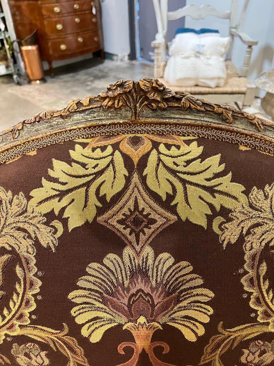 Fabric Pair of Minton-Spidell Louis XV Style Bergere Chairs For Sale