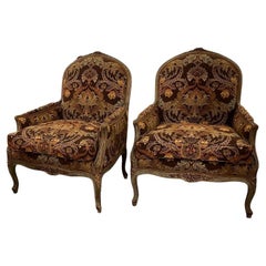 Vintage Pair of Minton-Spidell Louis XV Style Bergere Chairs