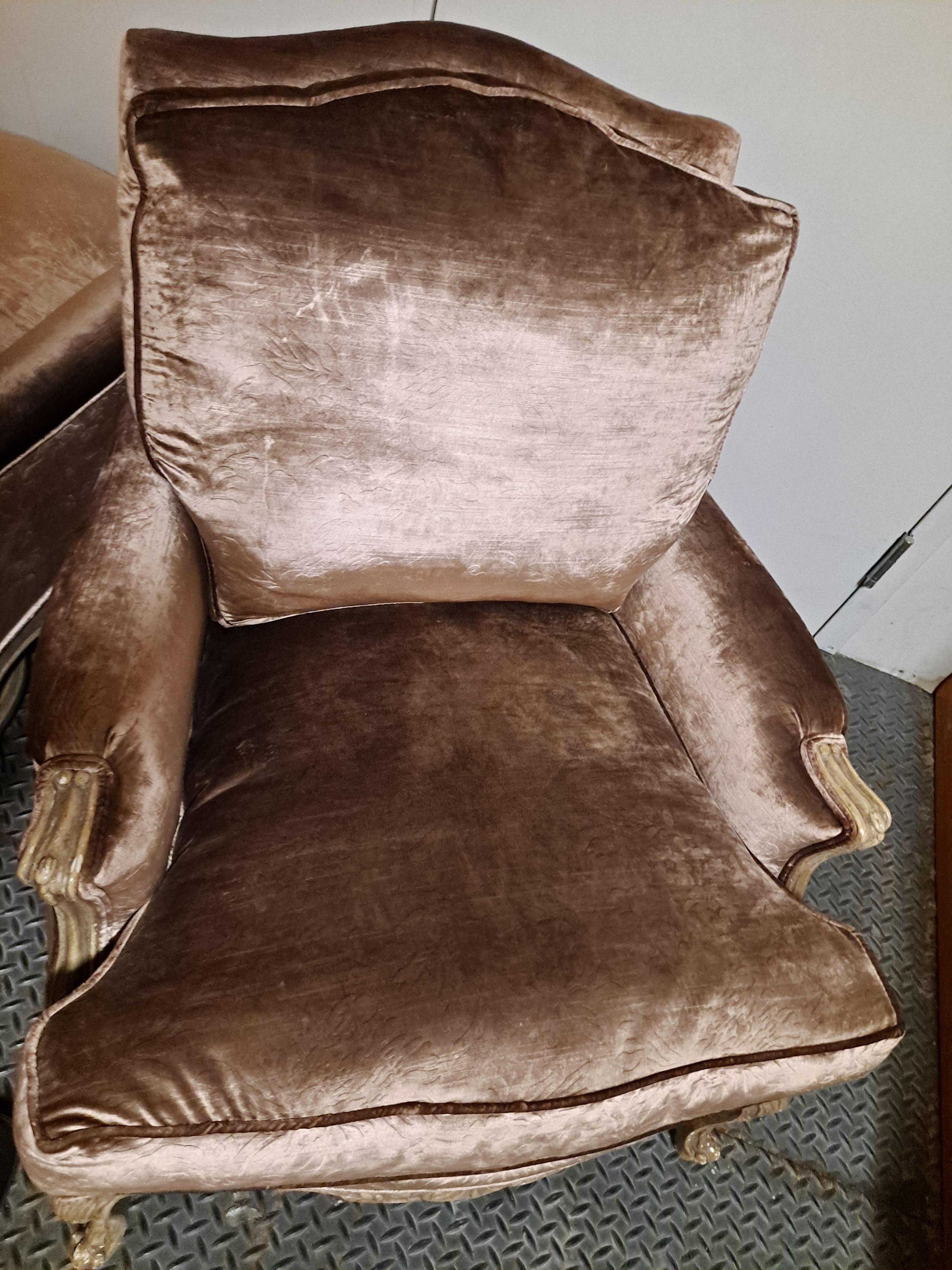 Pair of Minton-Spidell Velvet Armchairs In Good Condition For Sale In San Francisco, CA