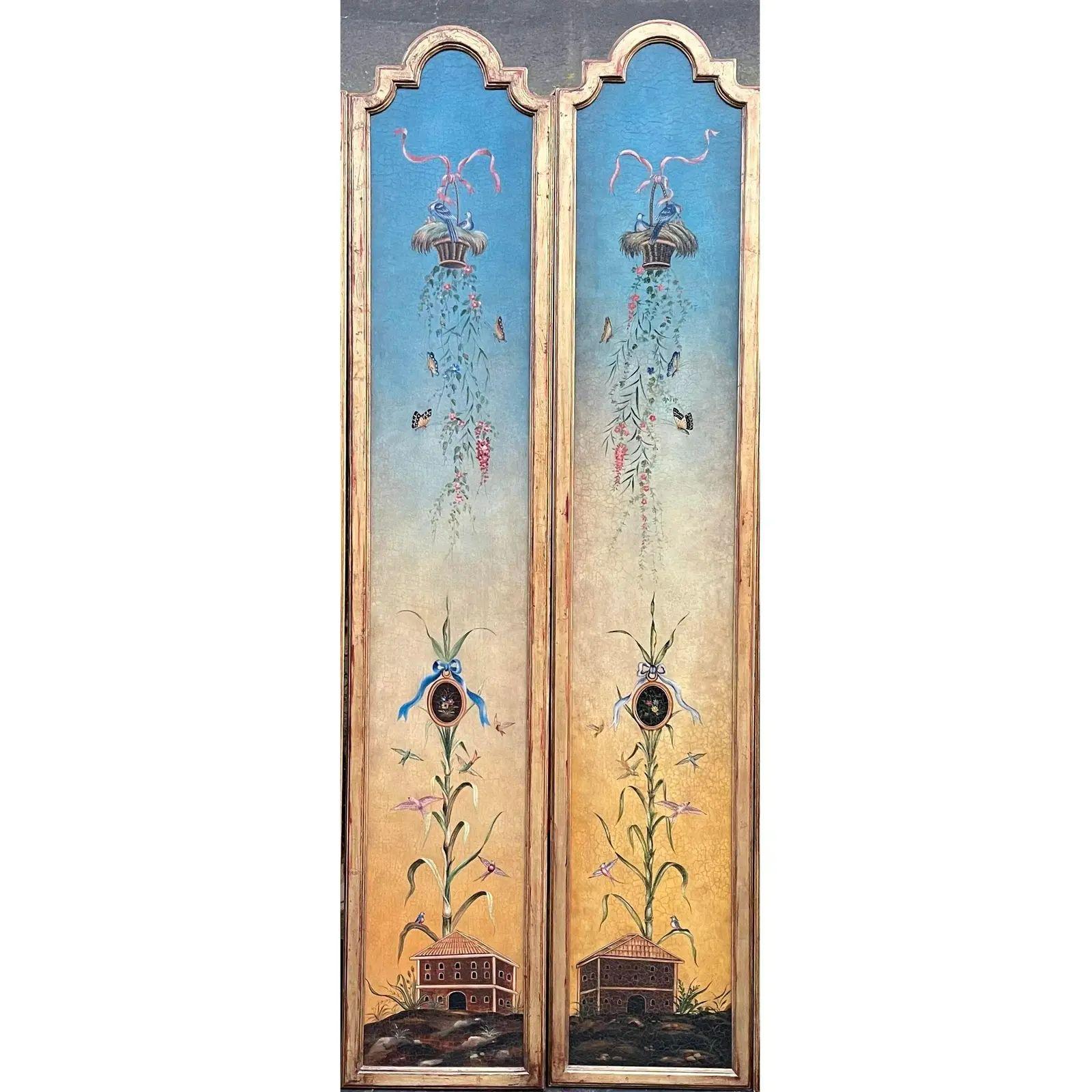 Vintage Hand Painted scenic oil painting panels - a pair

Additional information: 
Materials: Giltwood, Paint
Color: Blue
Period: Mid-20th Century
Art Subjects: Landscape
Styles: French, Italian
Frame Type: Framed
Item Type: Vintage,