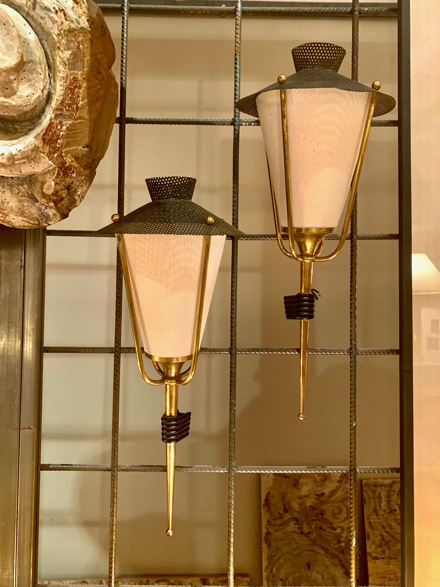 Pair of Miod Century French Sconces by Maison Arlus 4