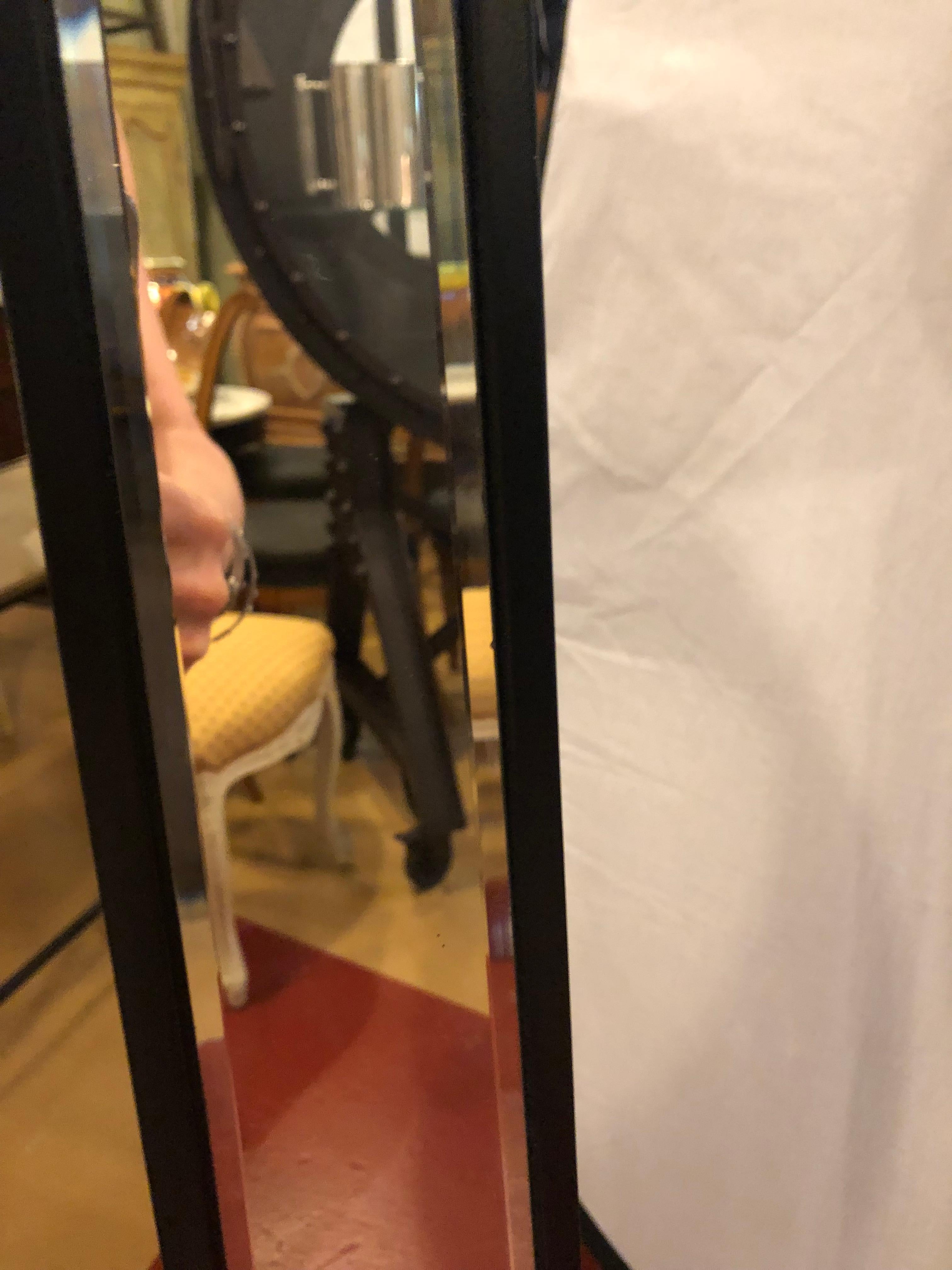 Pair of Mirror and Ebony Obelisk Style Floor Lamps 6