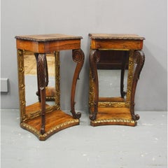 Pair of Mirror Back and Rosewood Side Tables