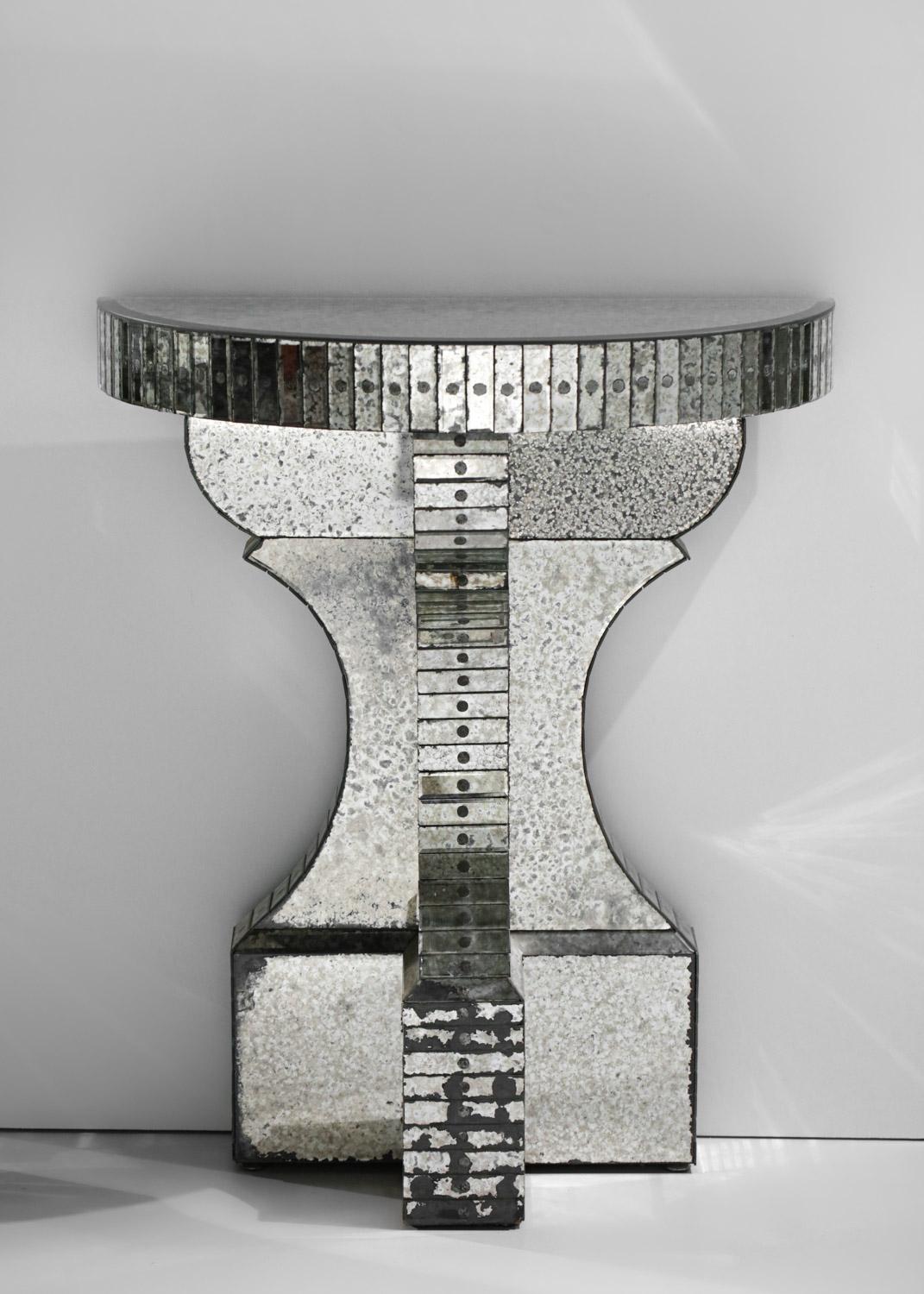Pair of Mirror Consoles Oxidized Work in the Style of Serge Roche French 9