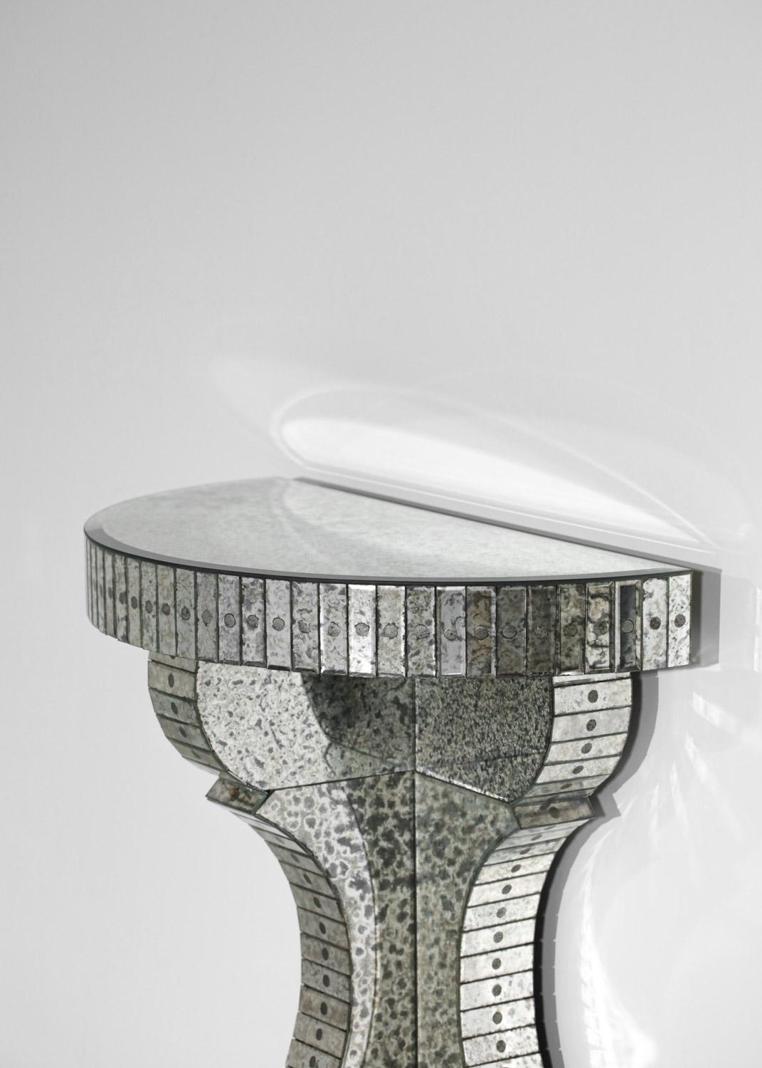 Pair of Mirror Consoles Oxidized Work in the Style of Serge Roche French 3