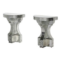 Pair of Mirror Consoles Oxidized Work in the Style of Serge Roche French