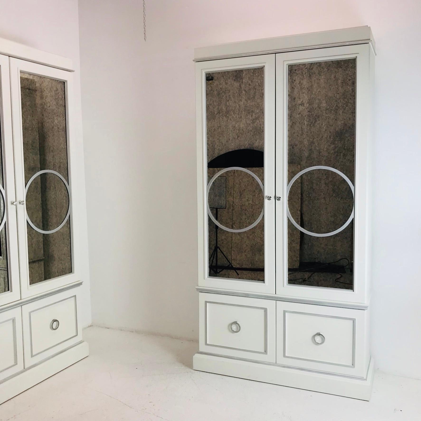 Pair of Mirror Front Curio Cabinets 2