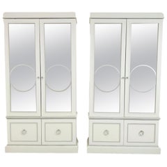 Pair of Mirror Front Curio Cabinets