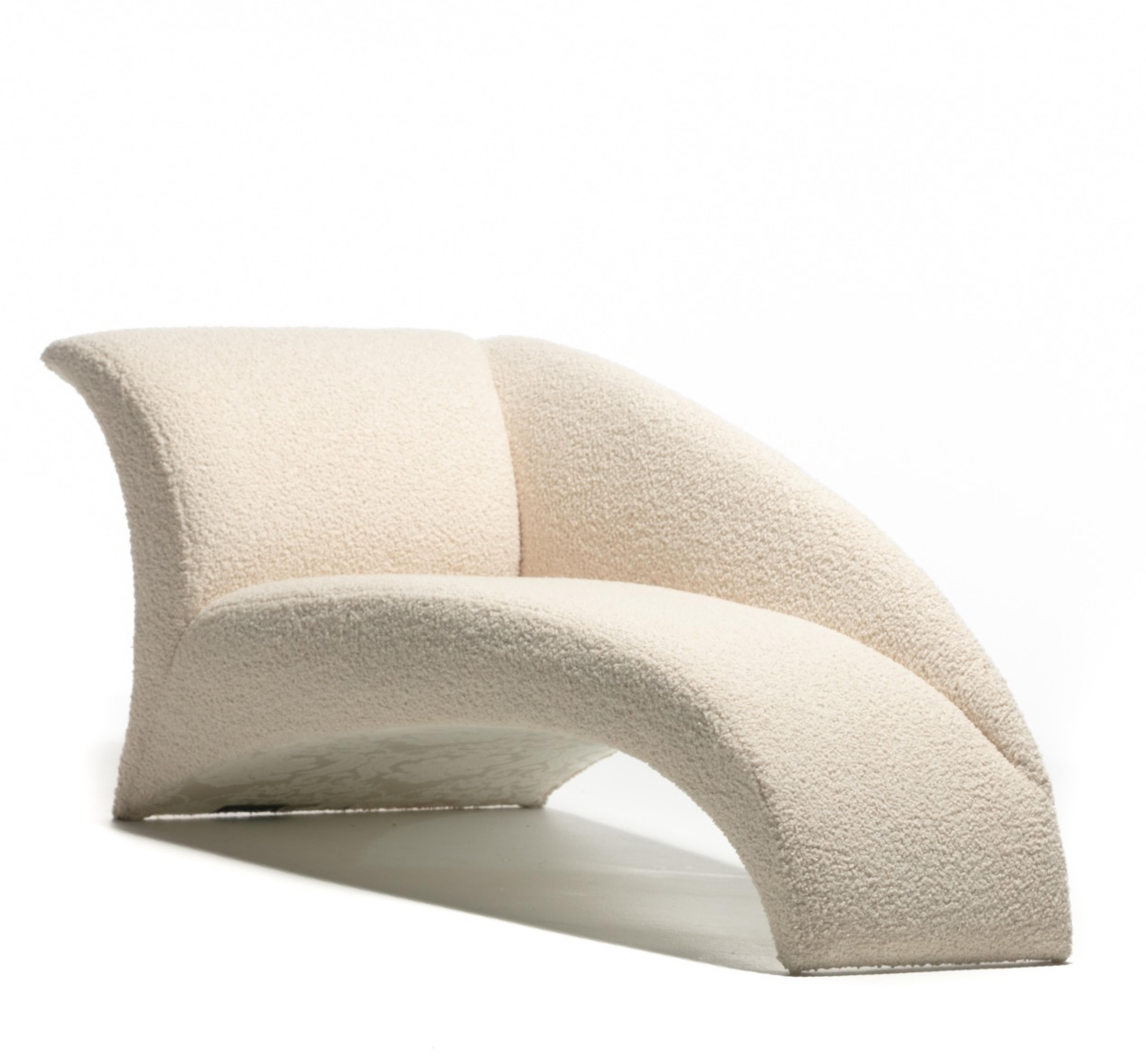 Whisk yourself away from the worries of the day in this exquisite Pair of Post Modern Chaise Lounges by renowned Designer Vladimir Kagan for Directional. Modern. Chic. High Art. Unlike traditional chaise lounges that seem to anchor heavily in a