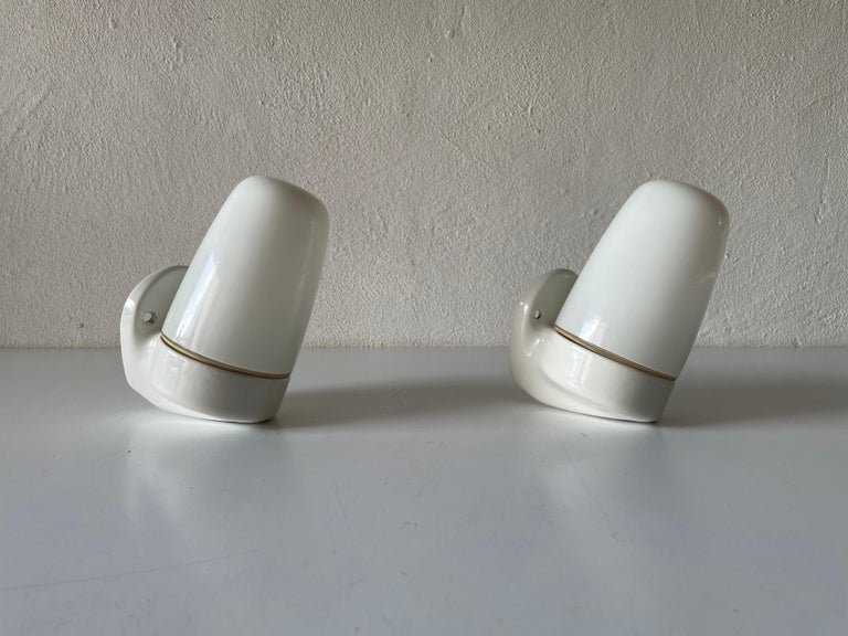 Mid-Century Modern Pair of Mirror Sconces by Wilhelm Wagenfeld for Lindner, 1950s, Germany For Sale