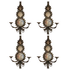 Pair of Mirrored and Metal Candle Sconces