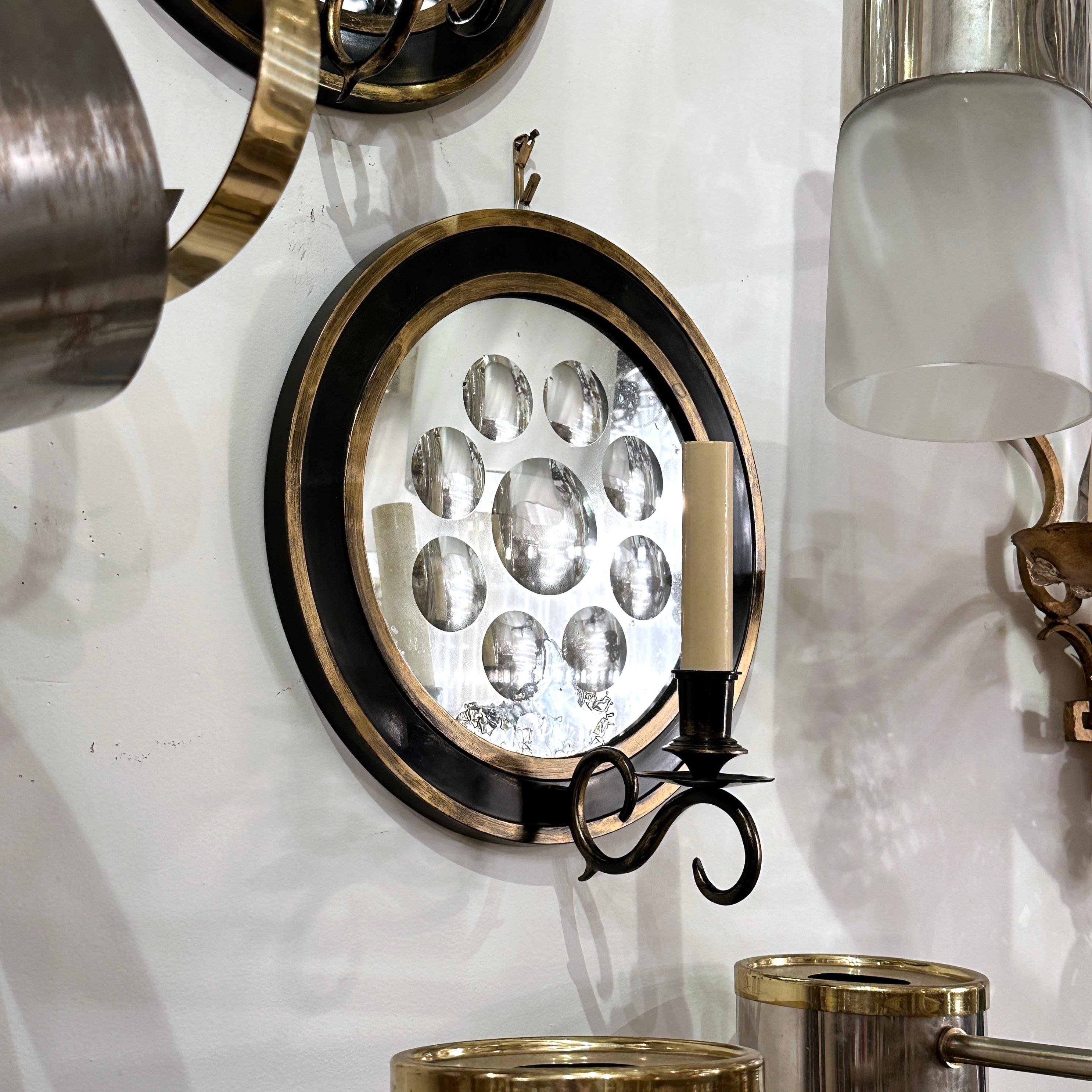 Late 20th Century Pair of Mirrored Back Sconces  For Sale
