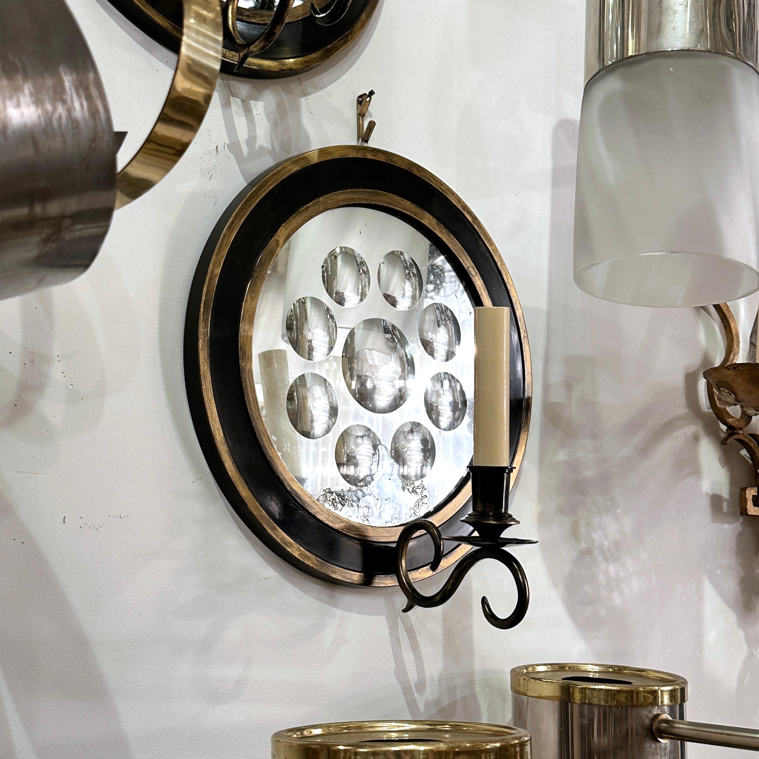 Late 20th Century Pair of Mirrored Back Sconces For Sale