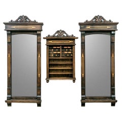 Pair Of Mirrored Billiard Cue Holders With Point Counter