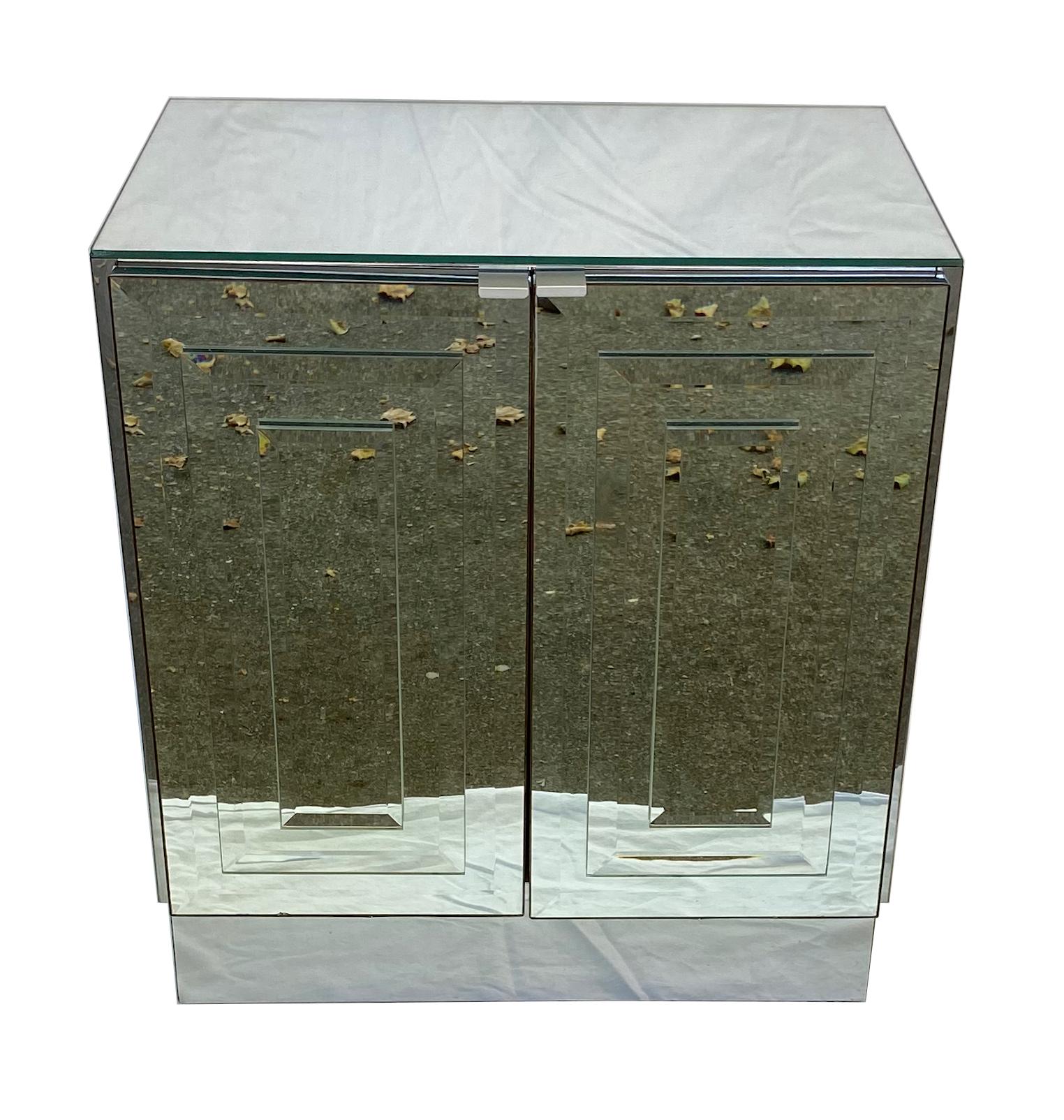 American Pair of Mirrored Cabinets or Nightstands by Ello Furniture