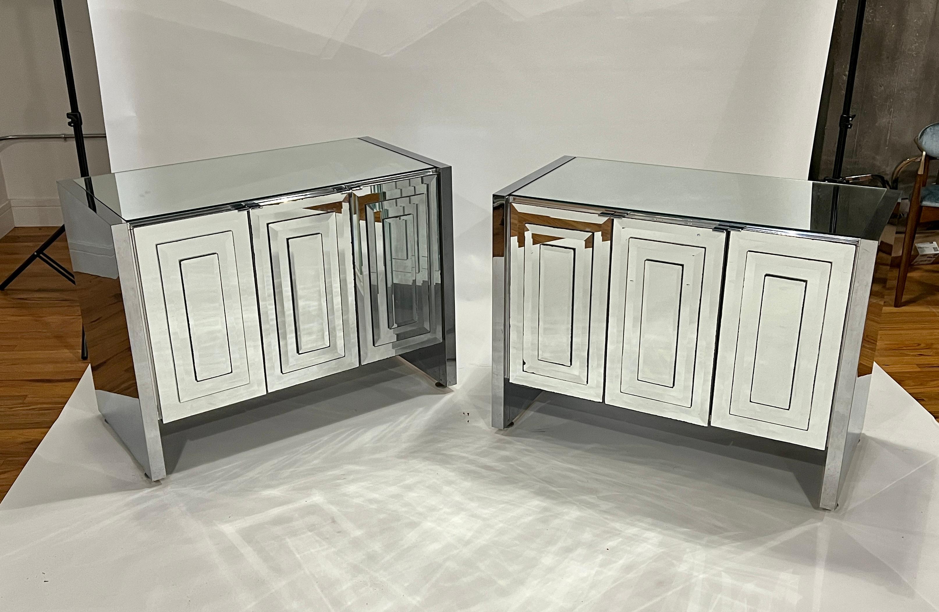 Pair of Mirrored Chests of Drawers or Nightstands by Ello 6