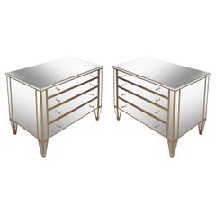 Pair of Mirrored Chests with Silvered Detail