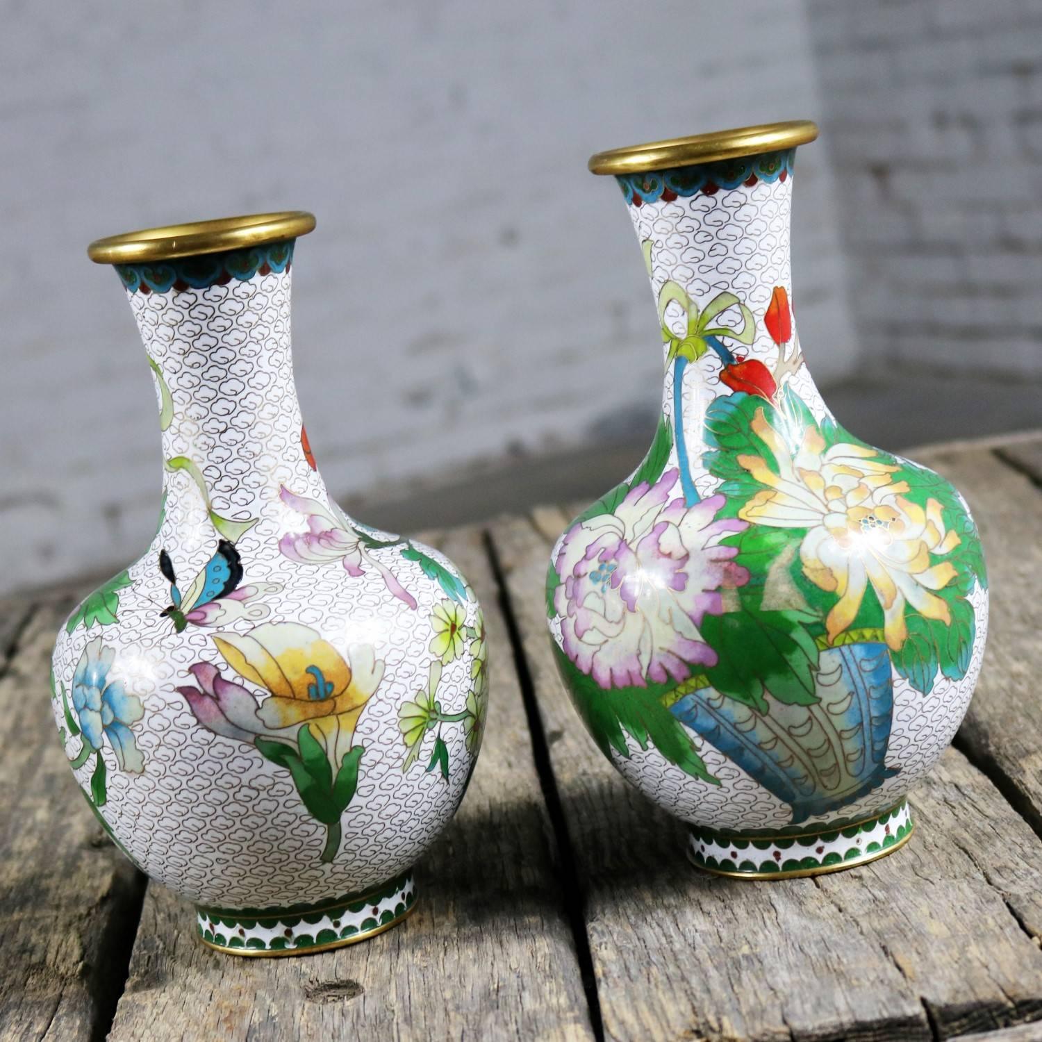 white cloisonne vase