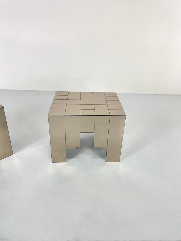 Pair of Mirrored Glass Side Tables 6