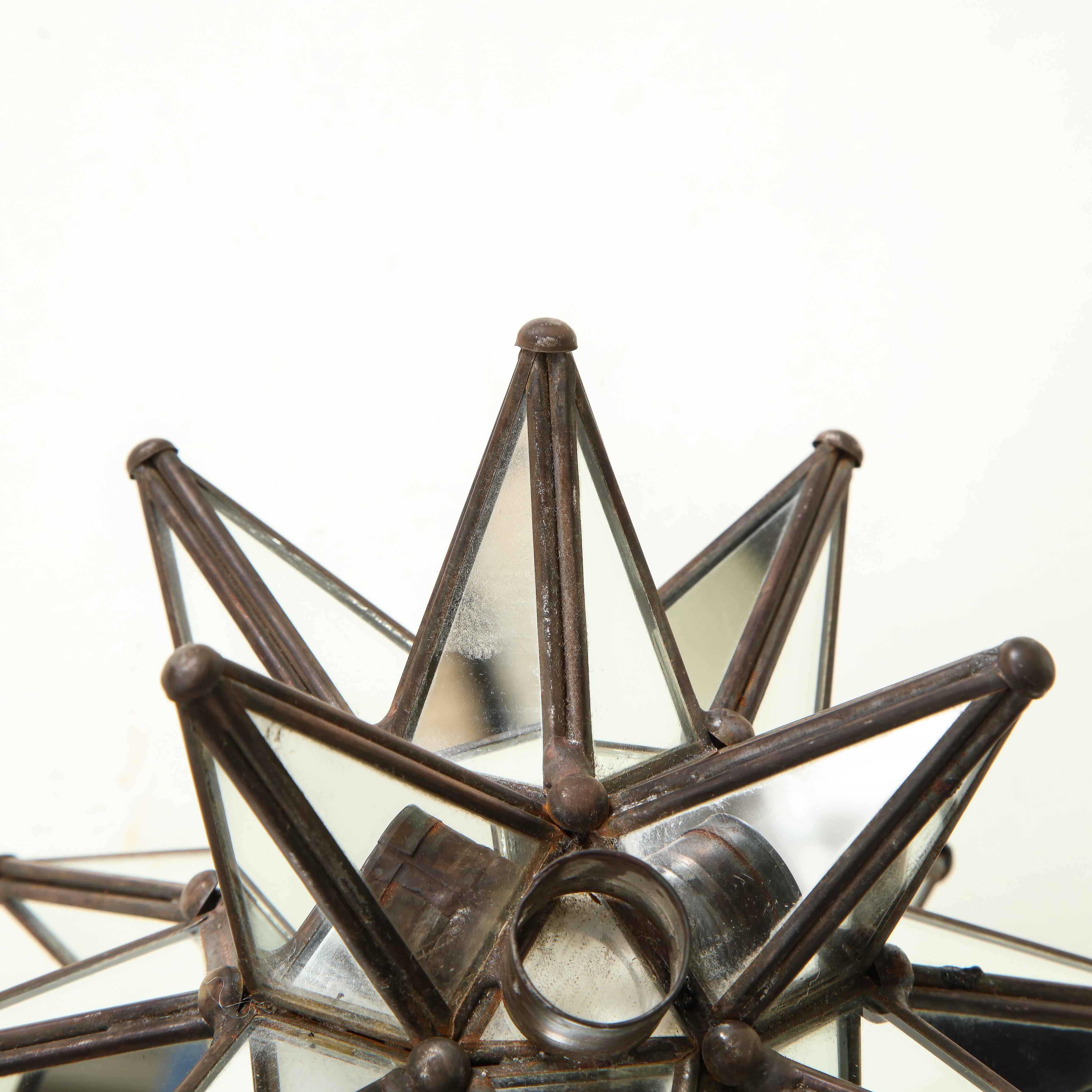 Pair of Mirrored Glass Star Candleholders 1