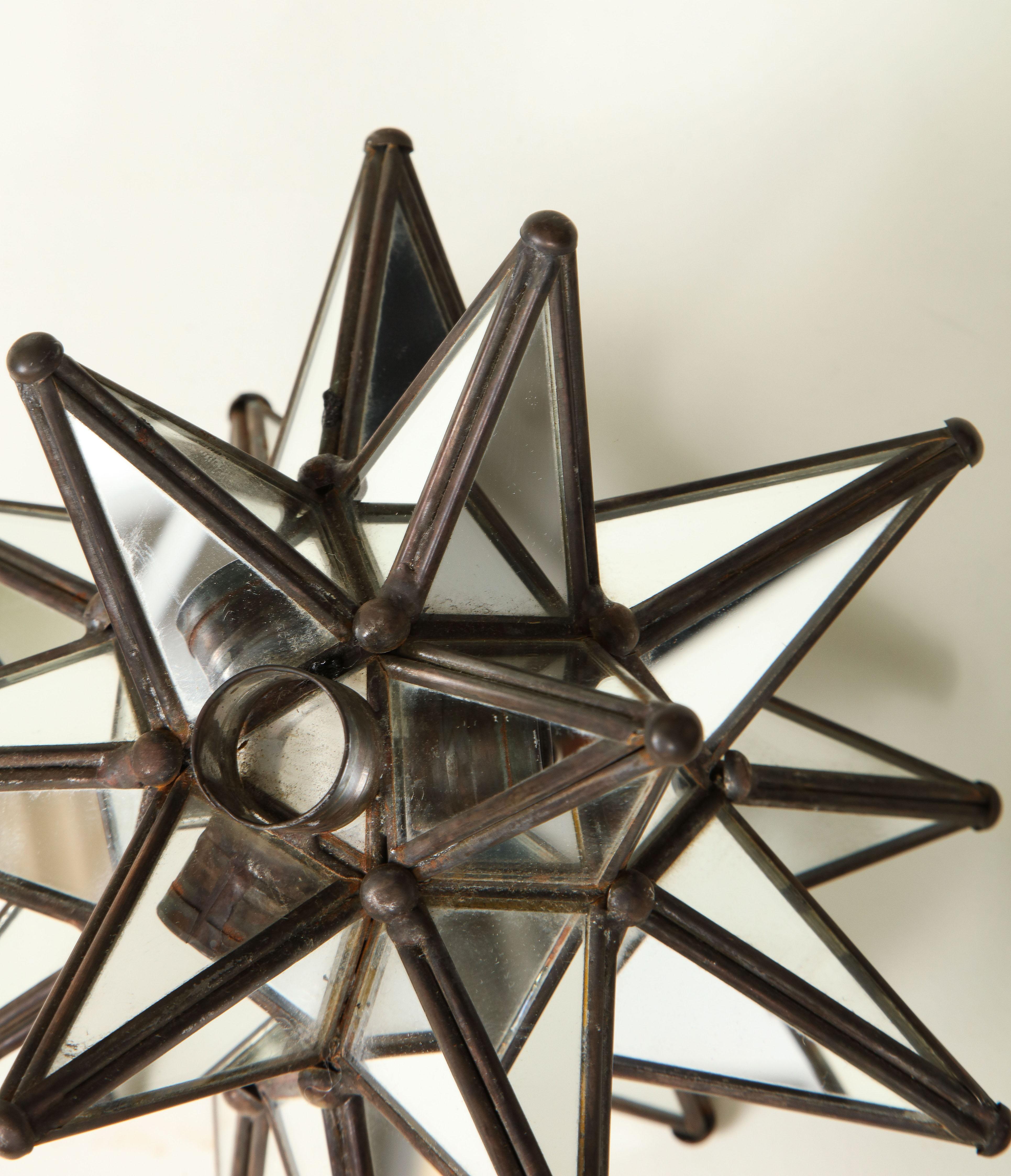 Pair of Mirrored Glass Star Candleholders 2