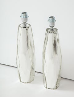 Pair of Mirrored Murano Lamps