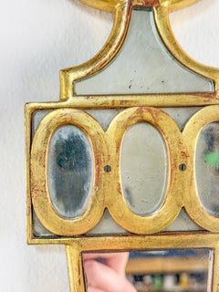 Paire d'appliques murales à deux lumières « Obélisque » en miroir de Maison Jansen