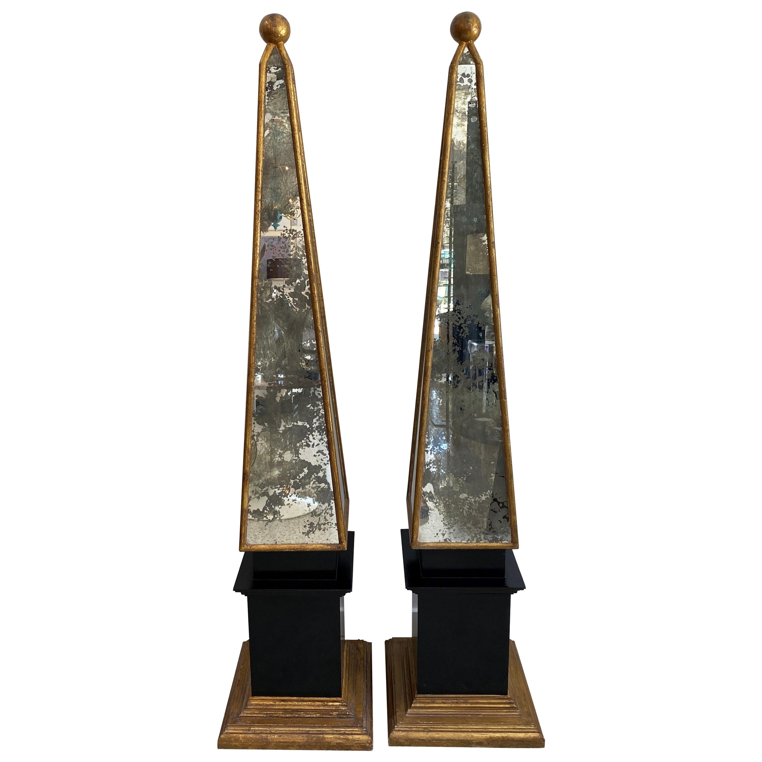 Pair of Mirrored Obelisk