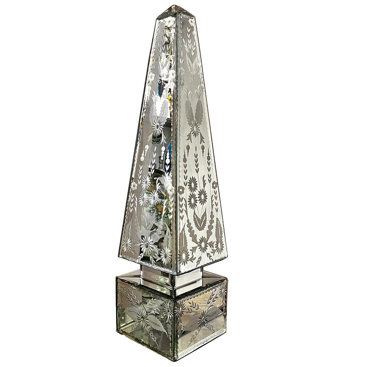 Italian Pair of Mirrored Obelisks For Sale