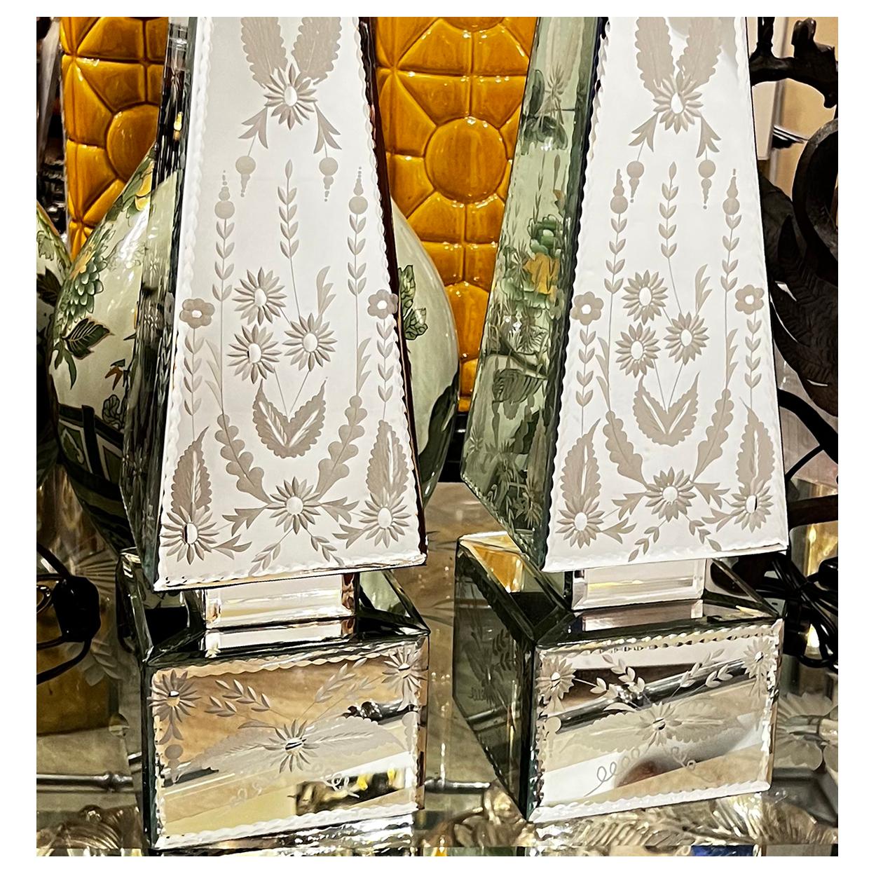 Pair of Mirrored Obelisks For Sale 2