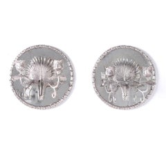 Pair of Mirrored Palm Leaf Wall Sconces