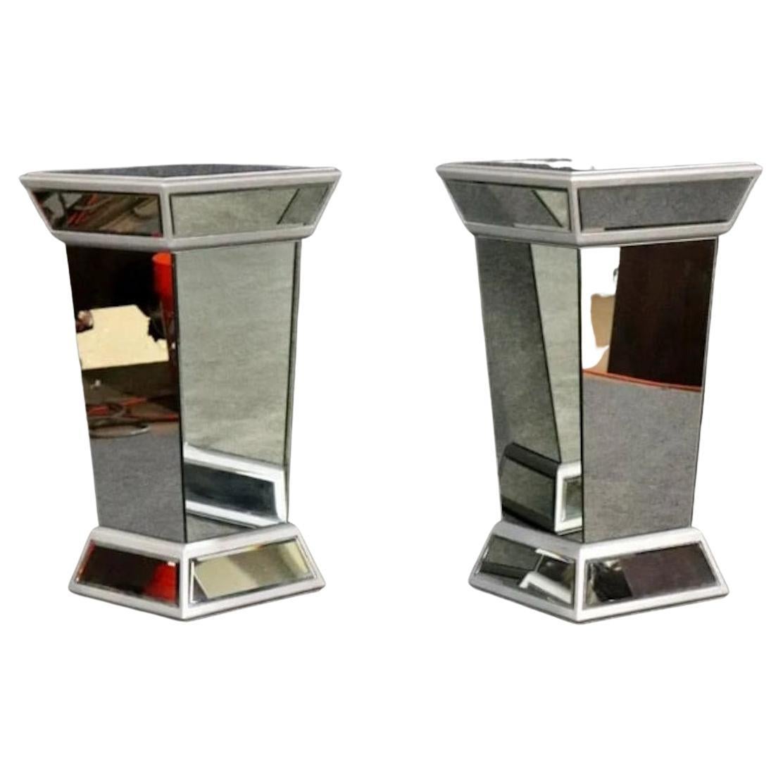 Pair of Mirrored Pedestals