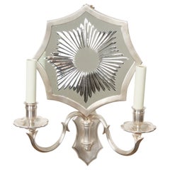 Pair of Mirrored Sunburst Sconces by David Duncan