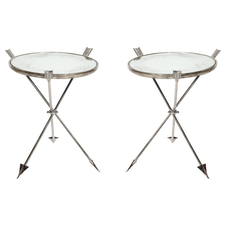 Pair of Mirrored Tables For Sale at 1stDibs