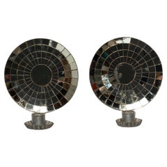 Pair of Mirrored Tin Candle Sconces, c. 1930s