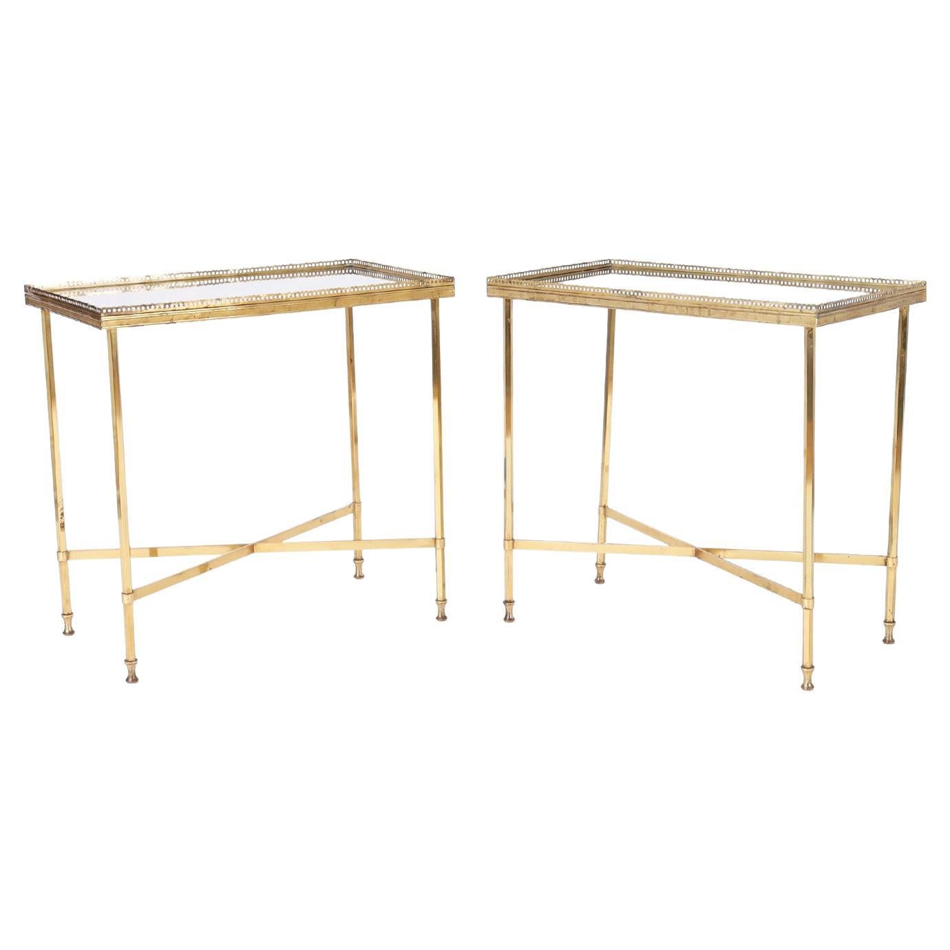 Pair of Mirrored Top Stands or Tables For Sale