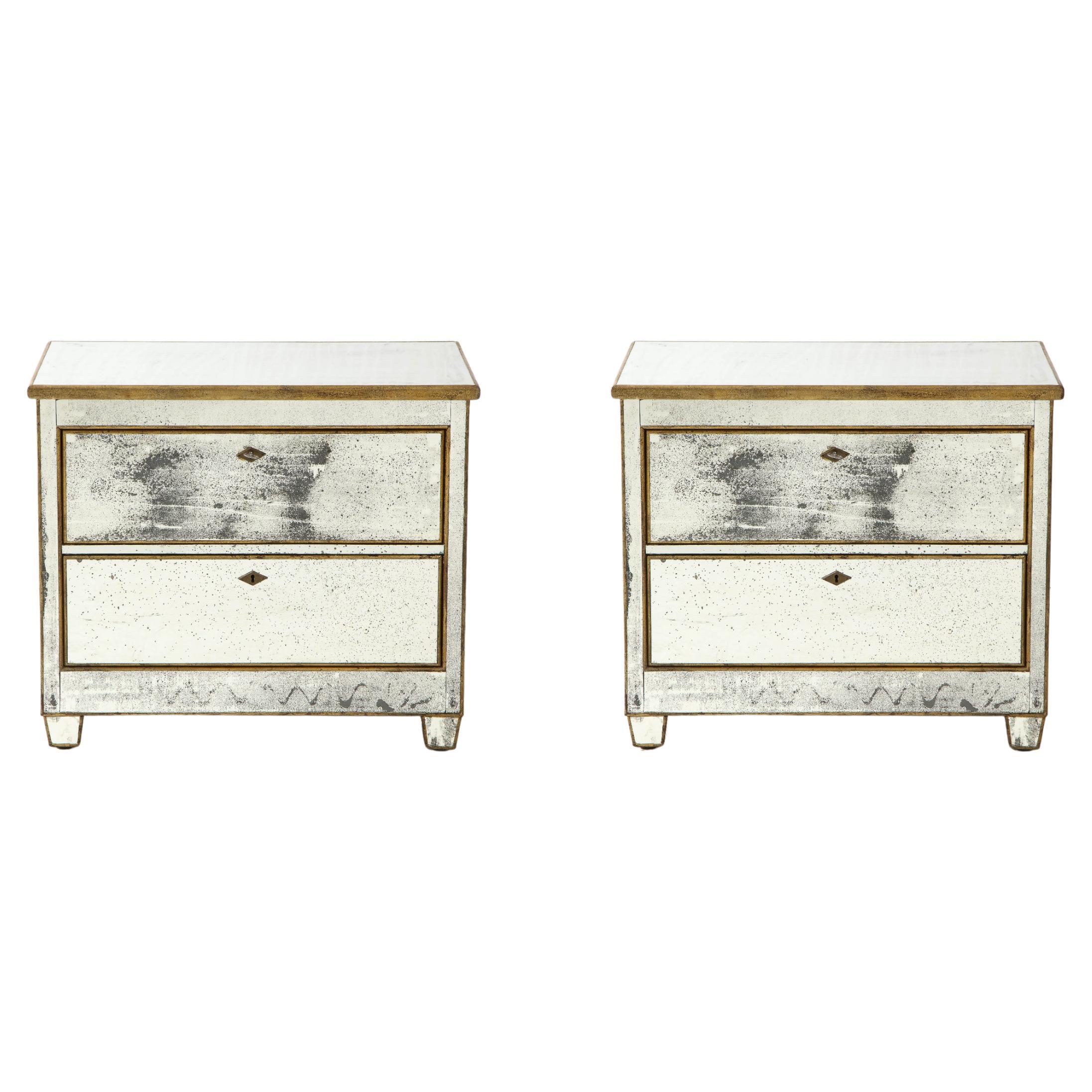 Pair of Mirrored Two Drawer Chests