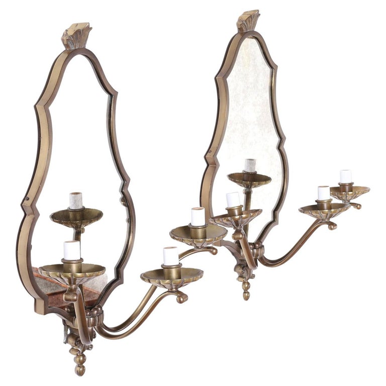 Pair of Mirrored Wall Sconces For Sale