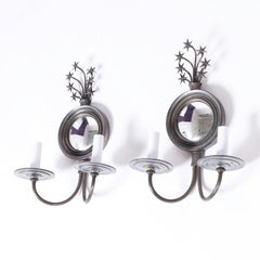 Pair of Mirrored Wall Sconces with Stars