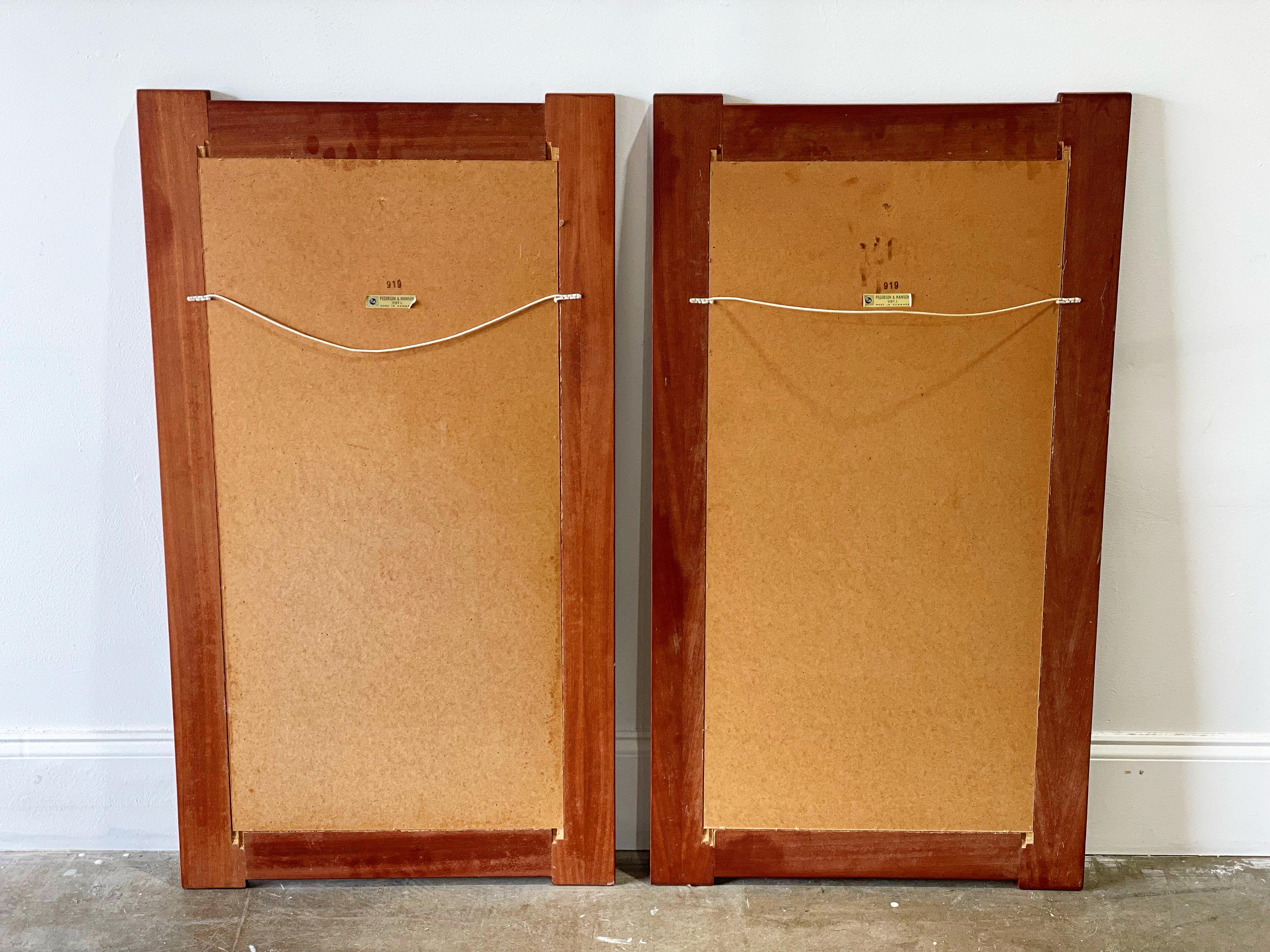Pair of Mirrors by Pedersen & Hansen, Danish Modern Teak + Stamped Copper 2