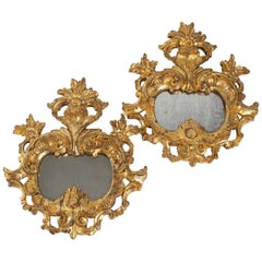 Pair of Mirrors Carved and Gilded, 20th Century Louis XV Style Pair of Mirrors Carved and Gilded, 20th Century Louis XV Style