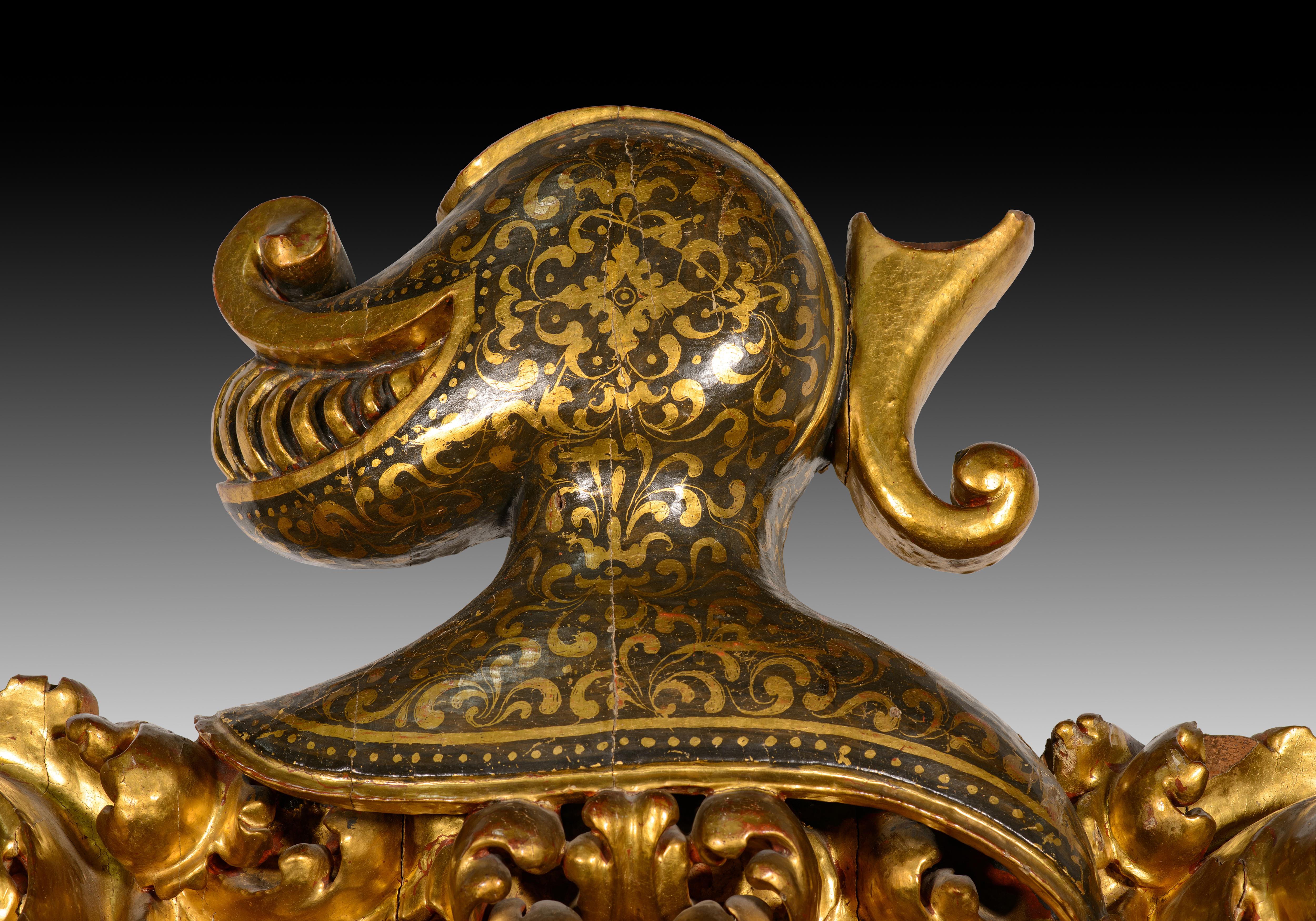 Paire de miroirs. Bois sculpté et polychrome. Spanish School, XVIIe siècle. en vente 9